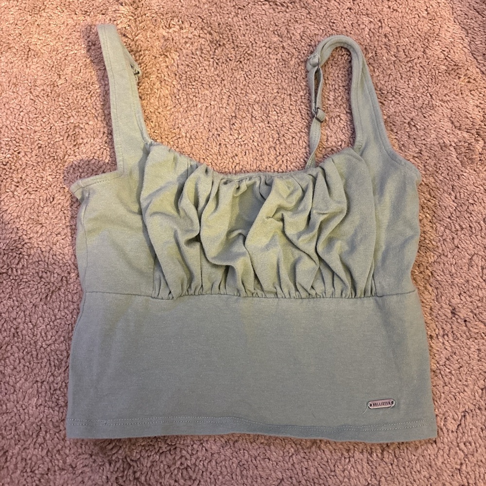 Hollister Green Ruched Sleeveless Tank Top